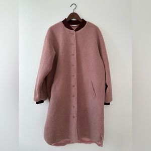 THE GREAT. | Midi Length Sherpa Bomber Jacket (Dusty Rose)